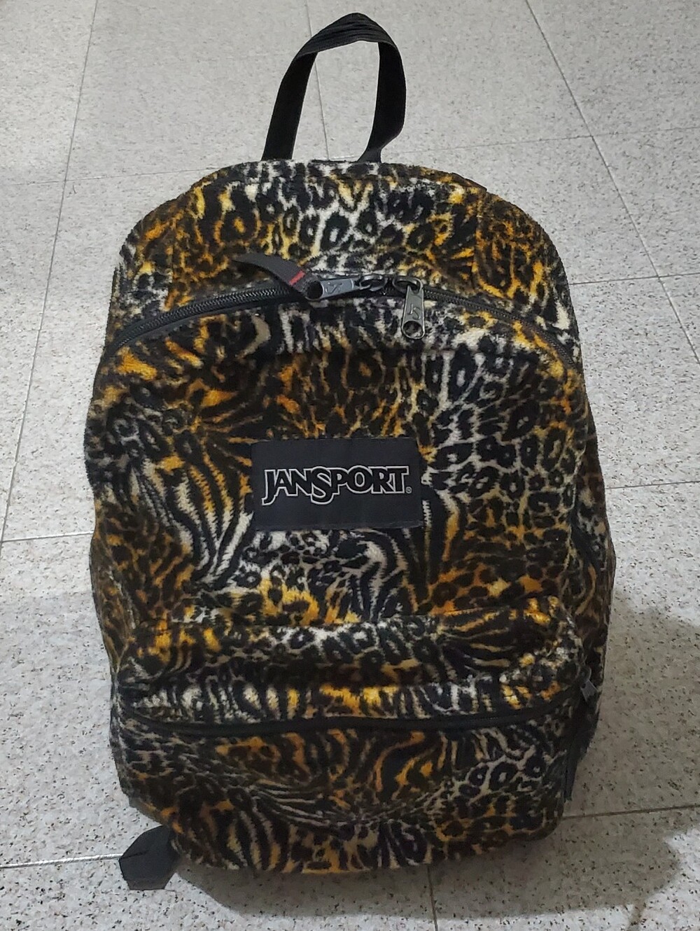 REVERSIBLE JanSport Leopard Print & Red chita  Backpack - Black & Brown Red